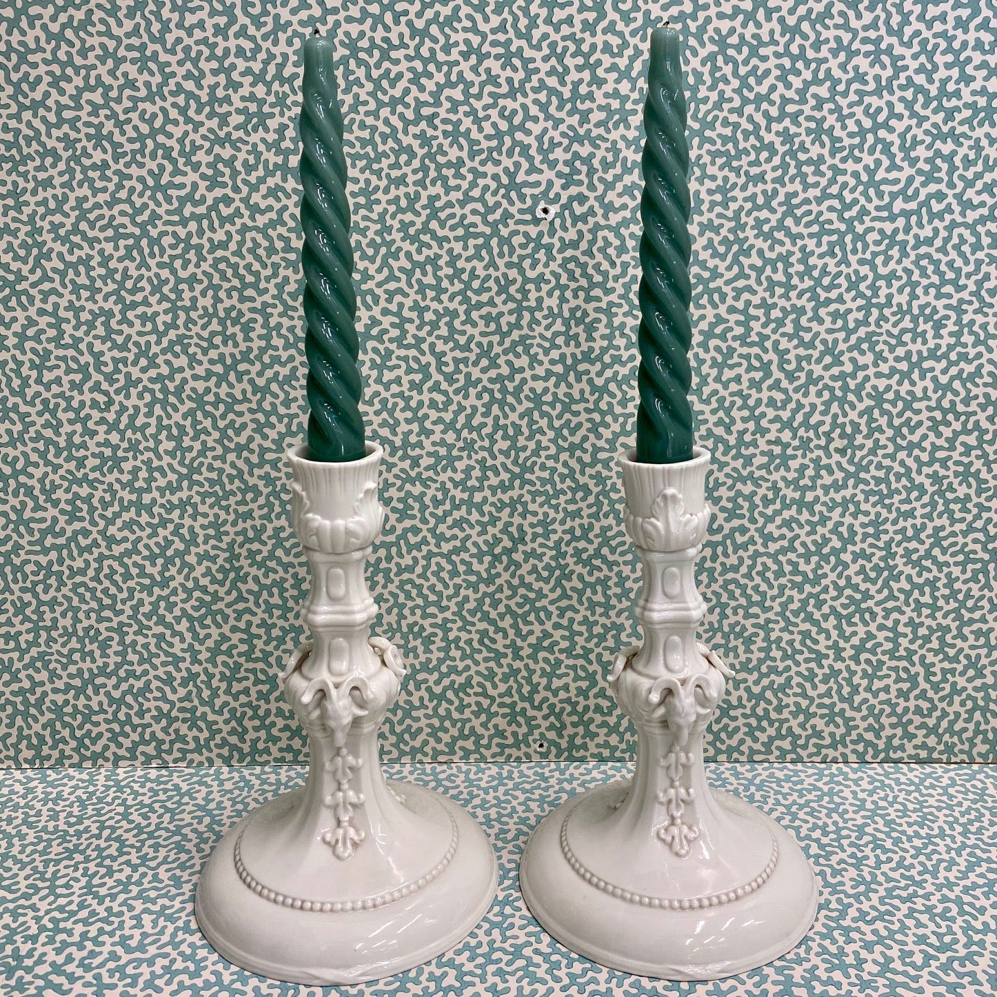 Superb Pair Nymphenburg Ram's Head Candlesticks C147