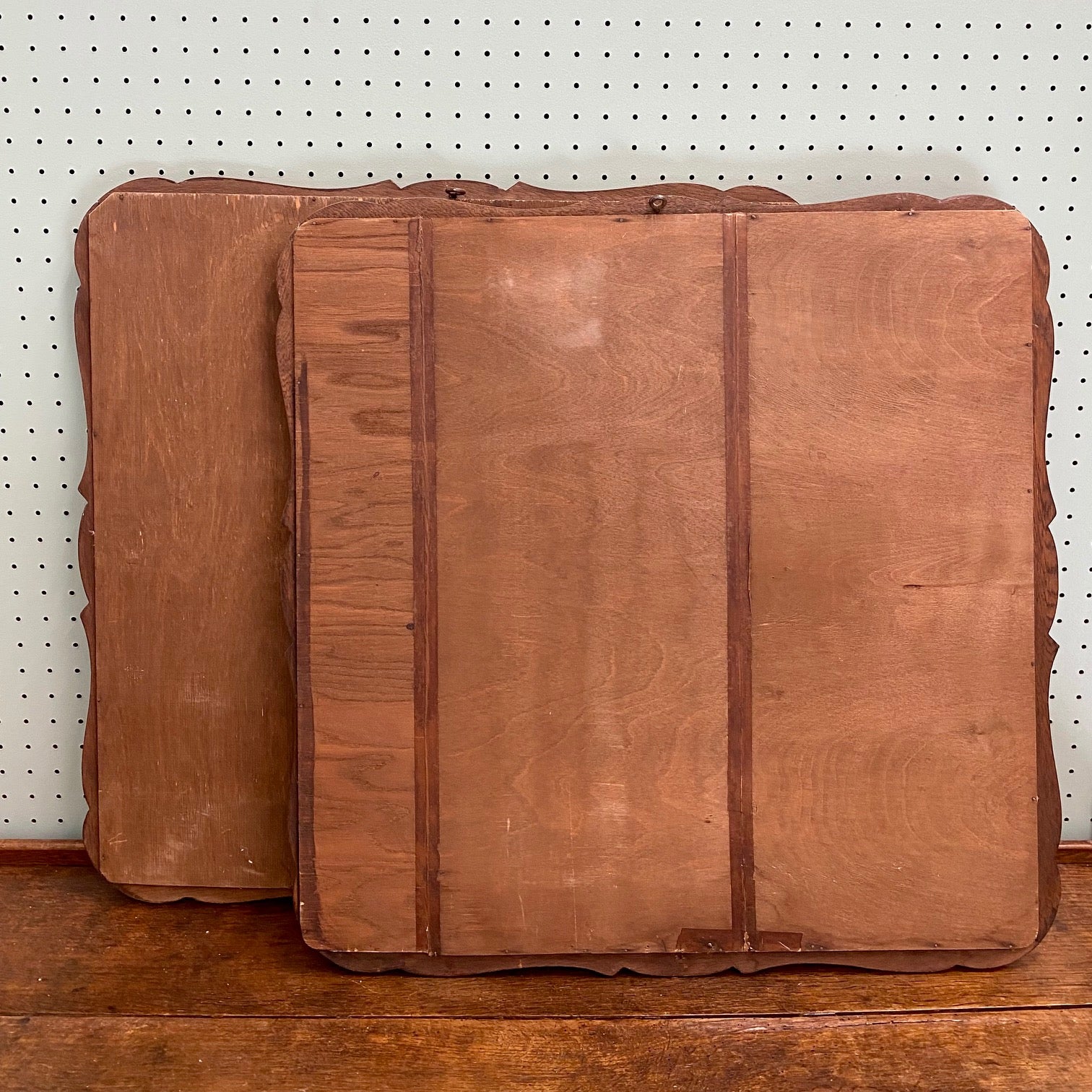 Pair French Oak Square Mirrors E156