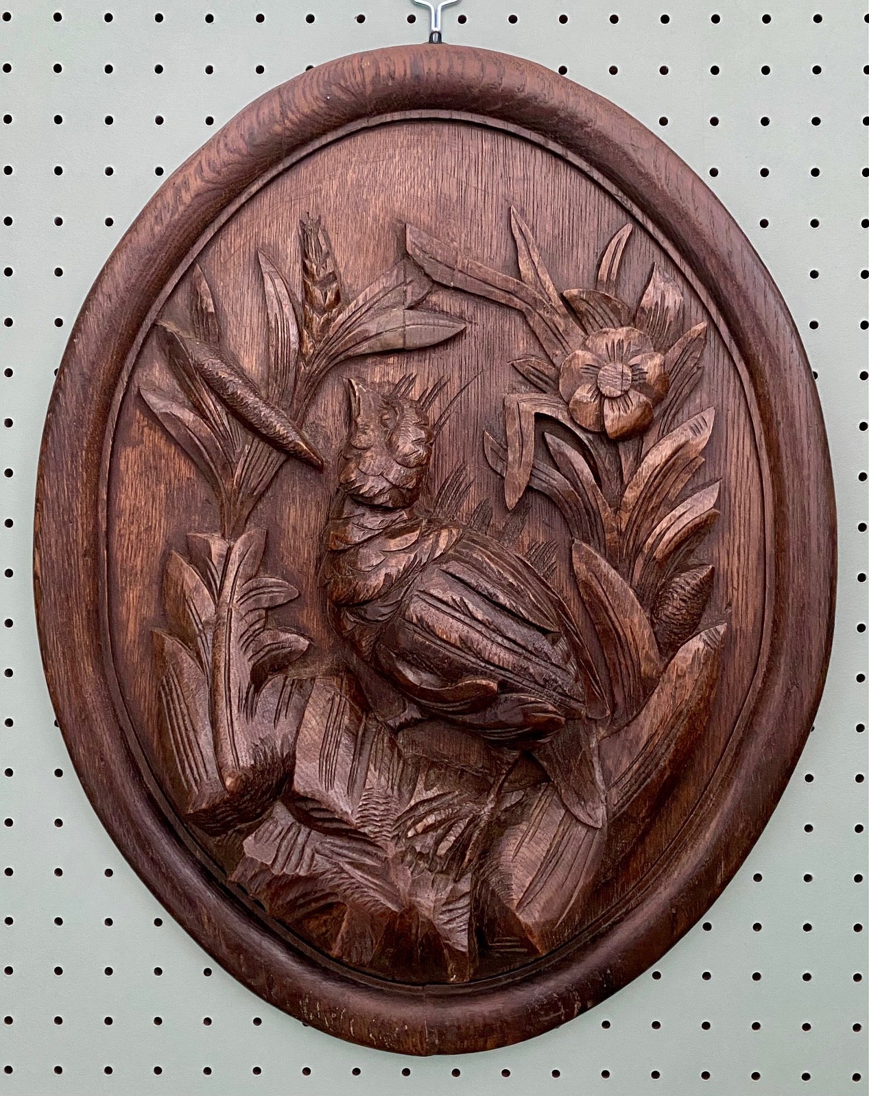Pair Carved Oak Oval Plaques French c.1840 F195