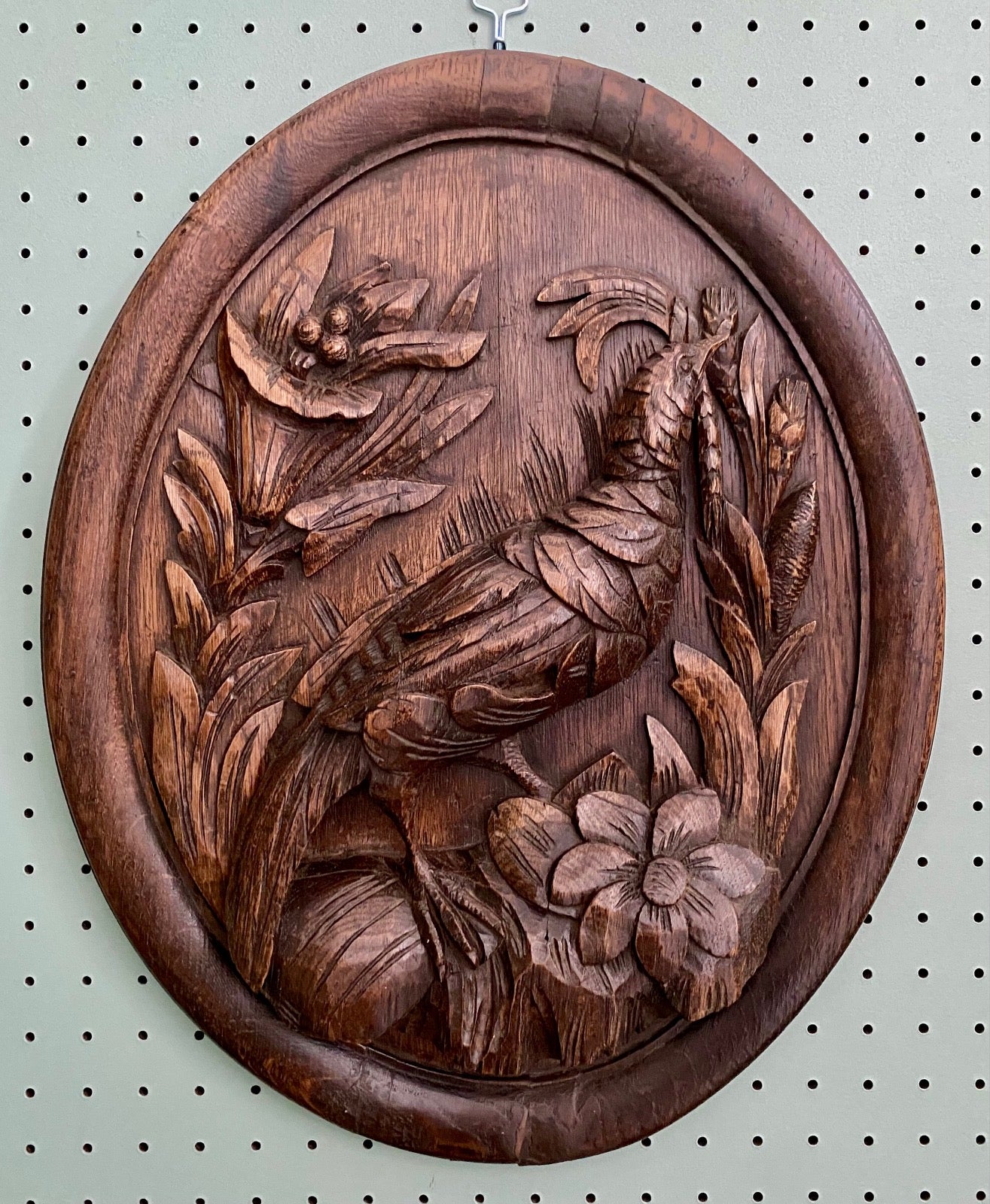Pair Carved Oak Oval Plaques French c.1840 F195