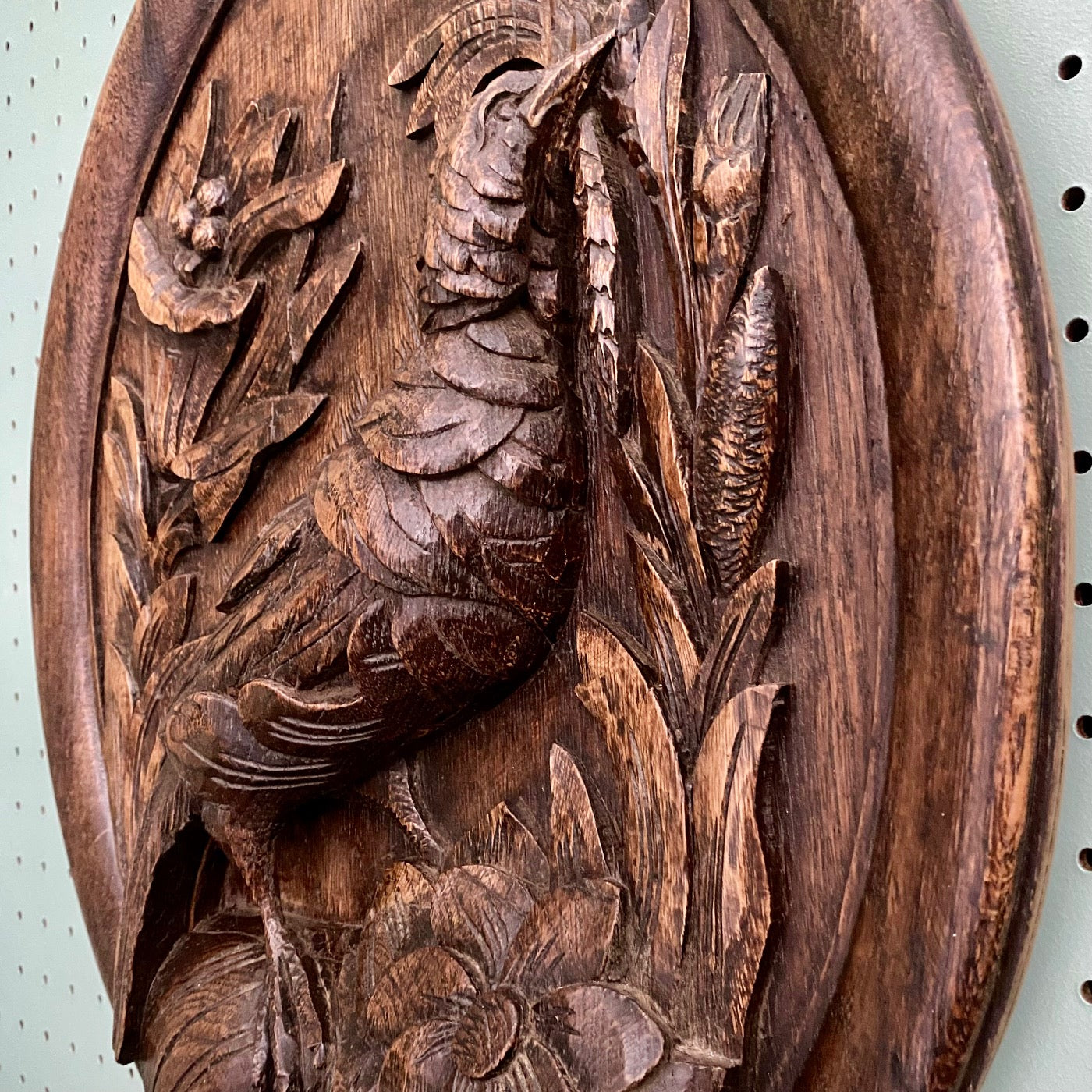 Pair Carved Oak Oval Plaques French c.1840 F195