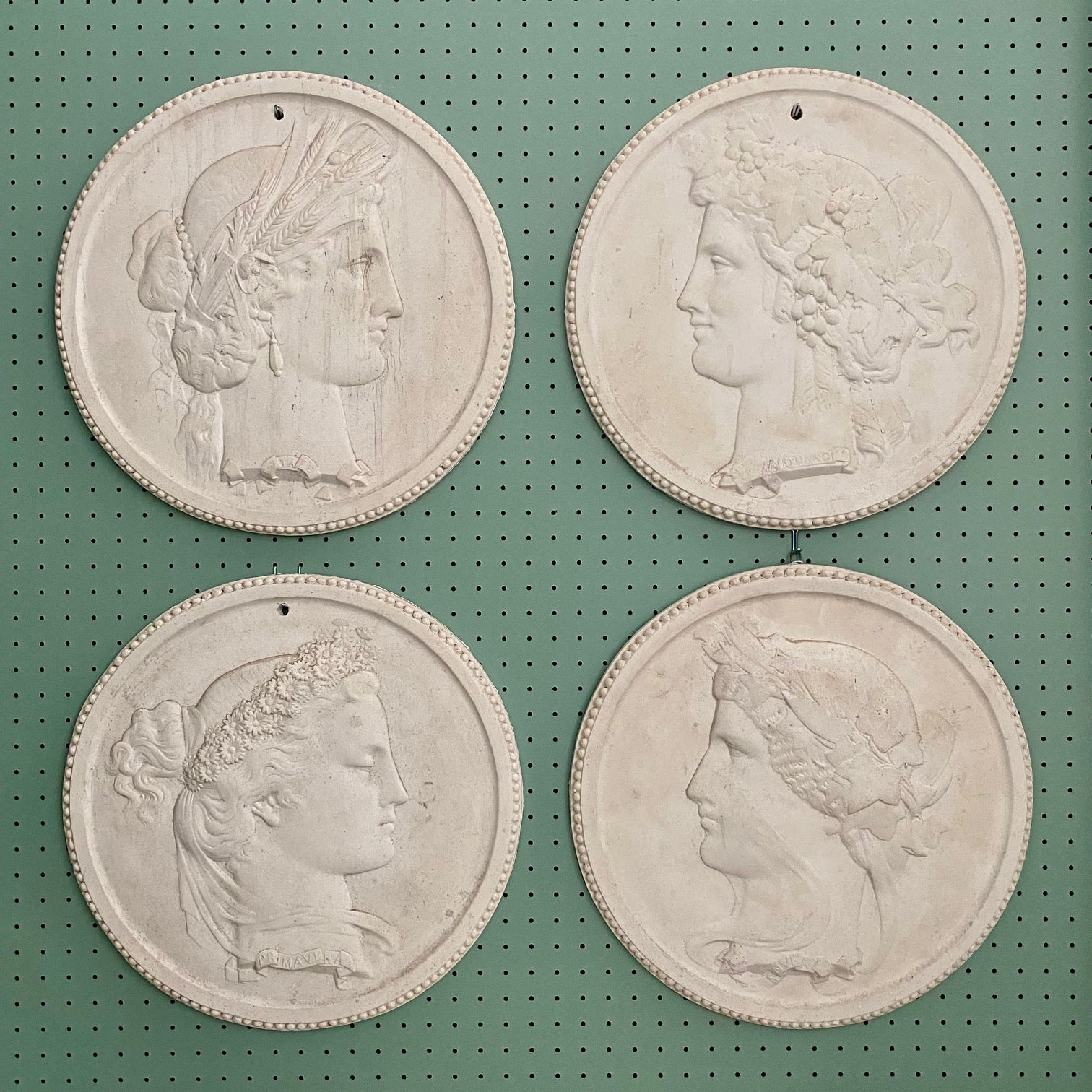 Set of Four LARGE Seasons Plaster Plaques F144