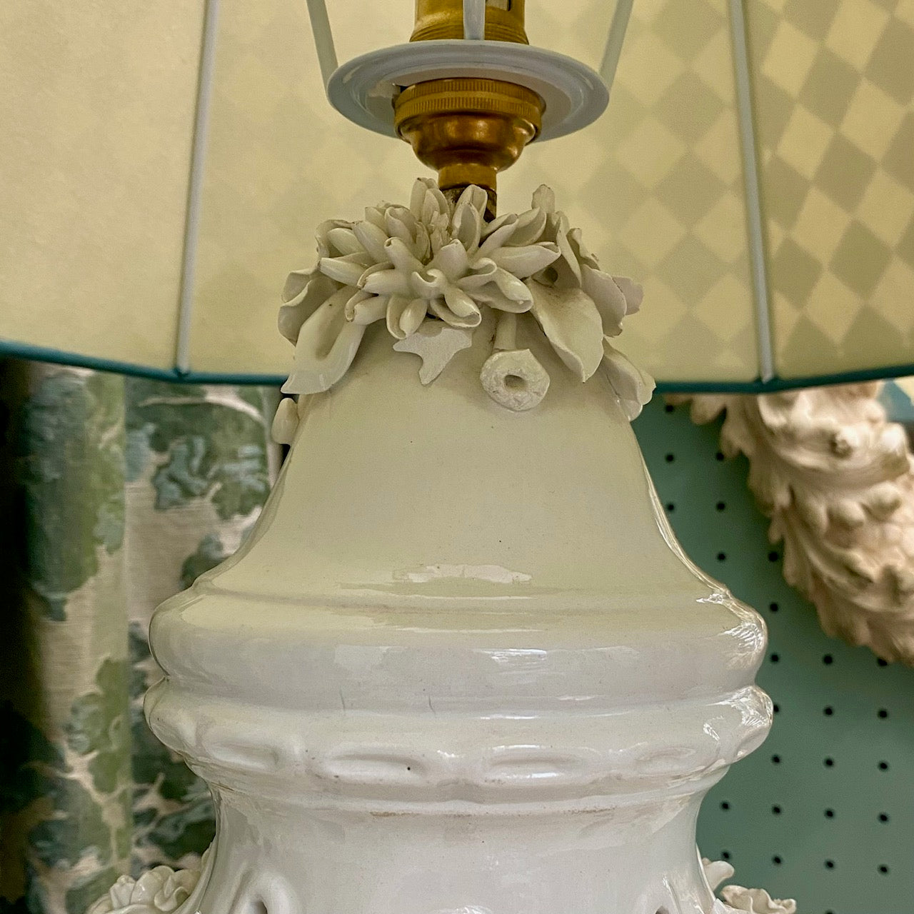 Large Urn Shaped Lamp with Floral Swag F194