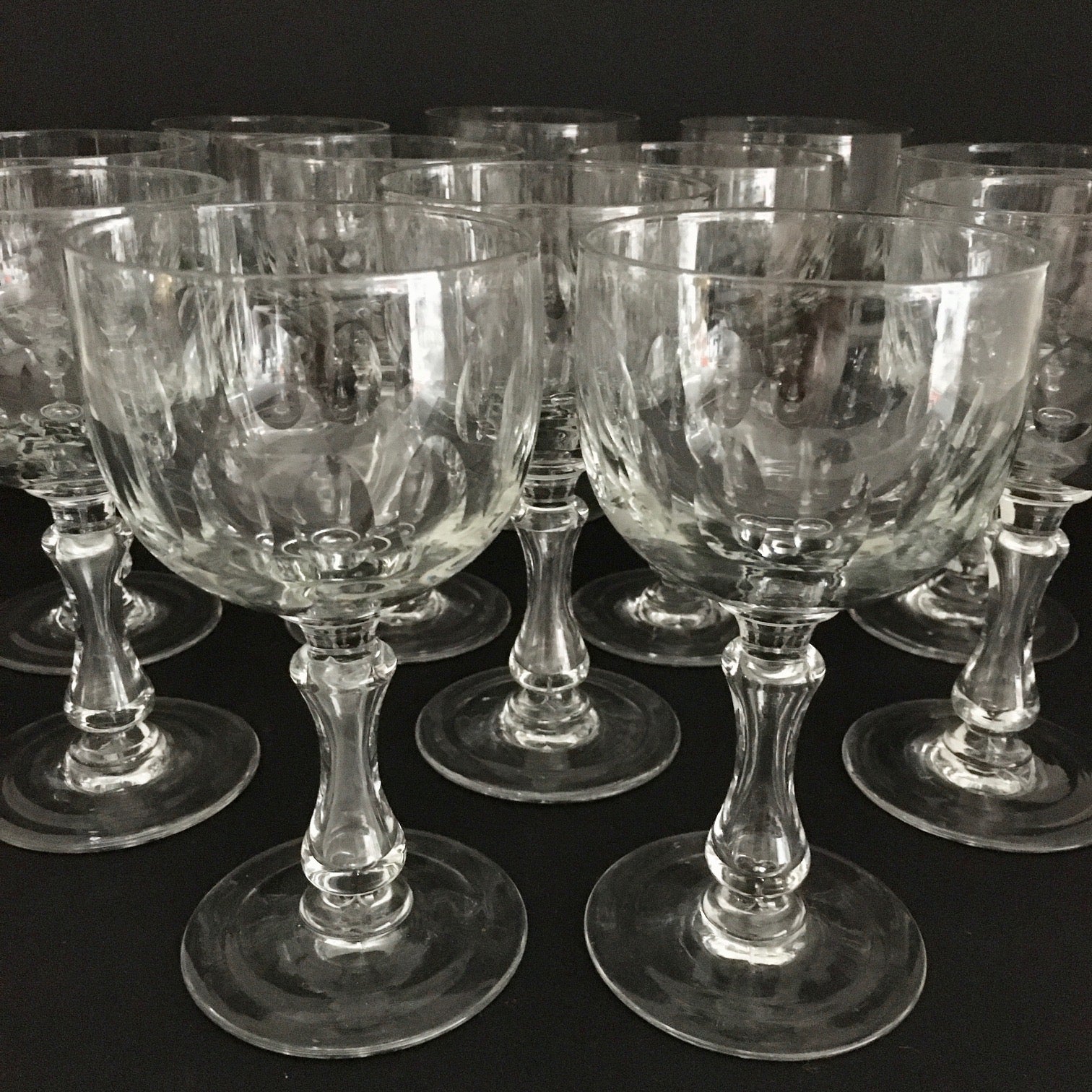 SET OF 12 ANTIQUE BELGIAN WINE GLASSES