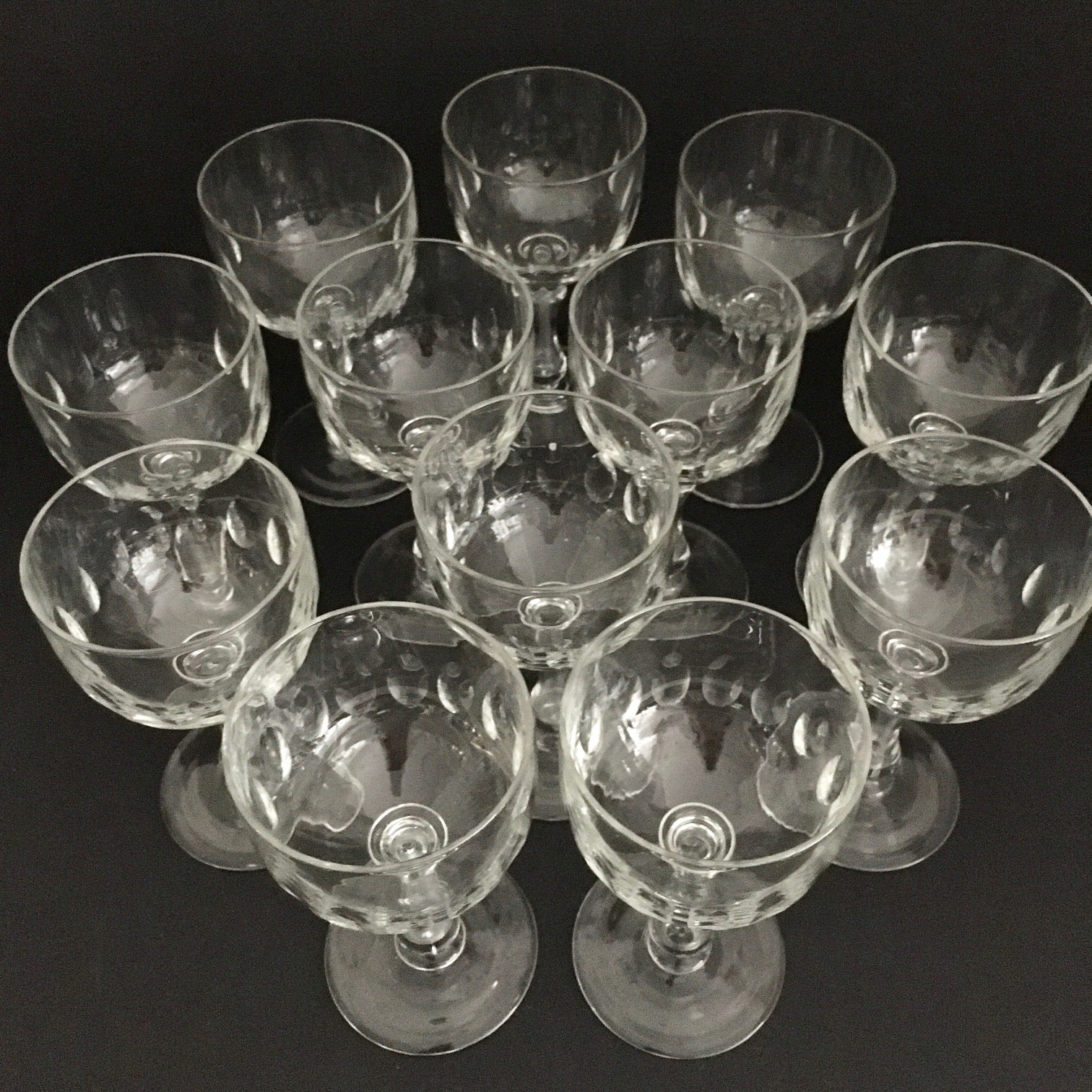 SET OF 12 ANTIQUE BELGIAN WINE GLASSES