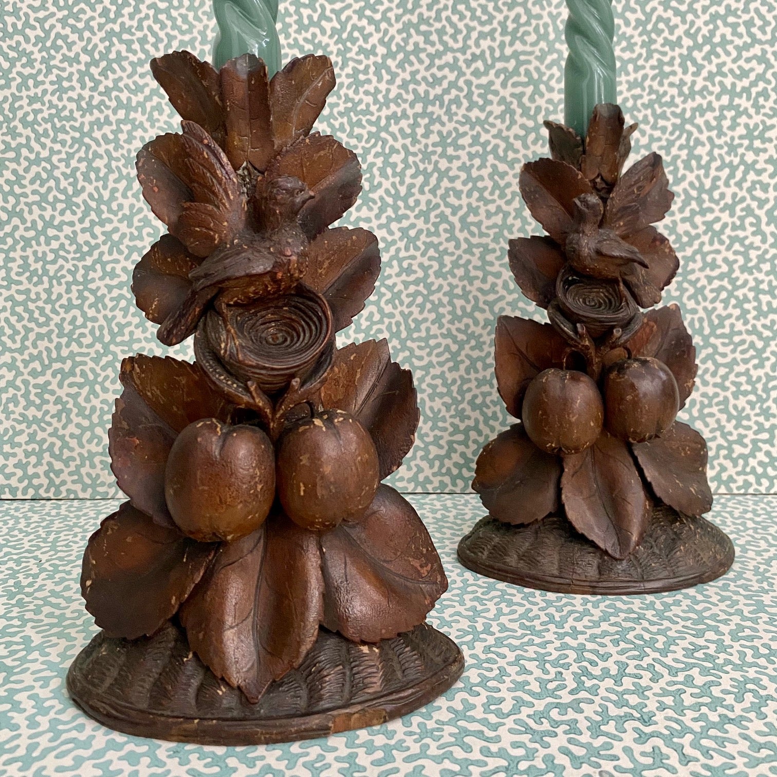 Pair Black Forrest Candlesticks c.1880 E125