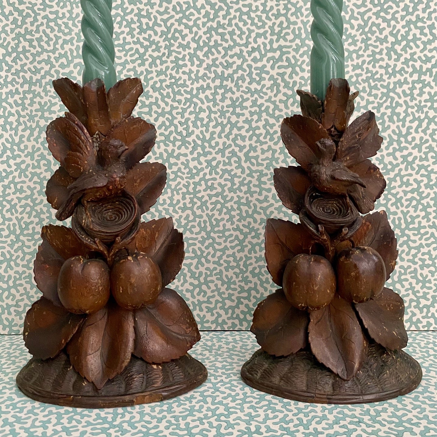 Pair Black Forrest Candlesticks c.1880 E125