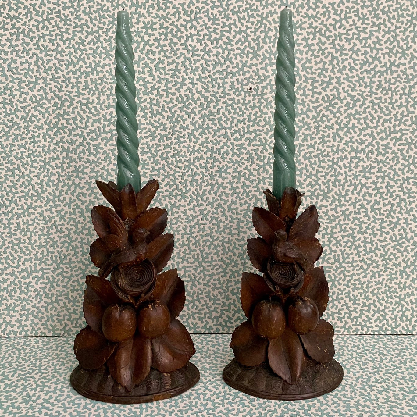Pair Black Forrest Candlesticks c.1880 E125