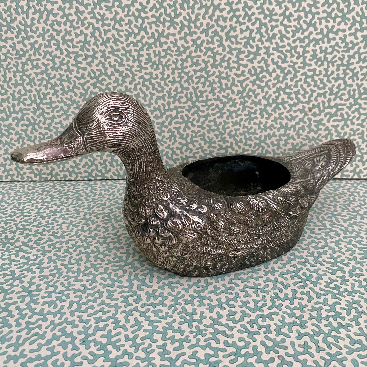Silver Plated Duck Planter U49