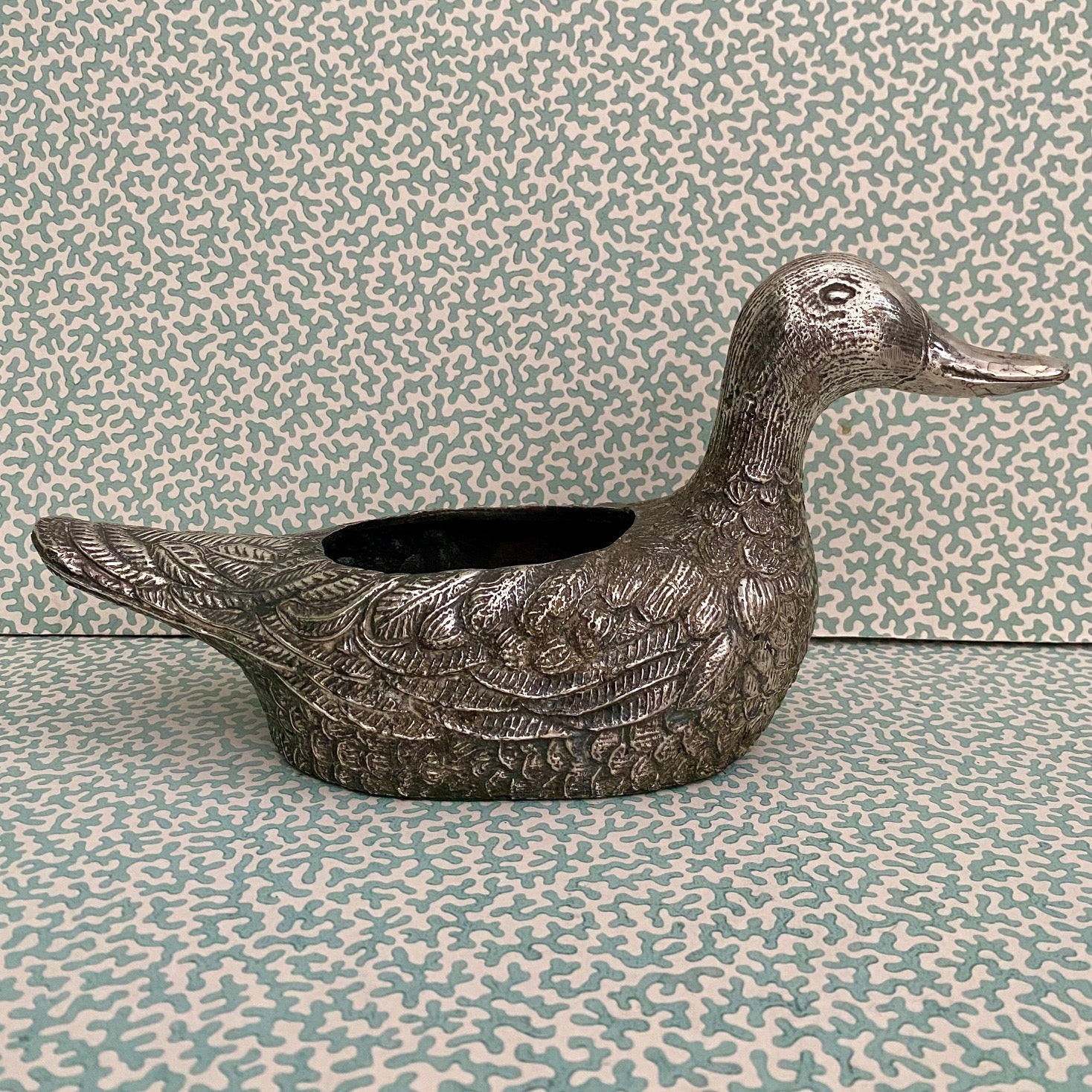 Silver Plated Duck Planter U49