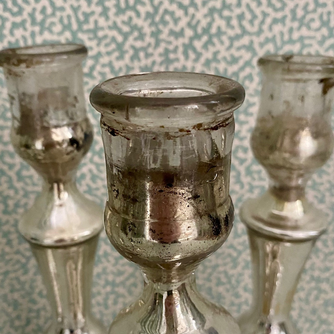 Set of 5 Mercury Glass Candlesticks Z90