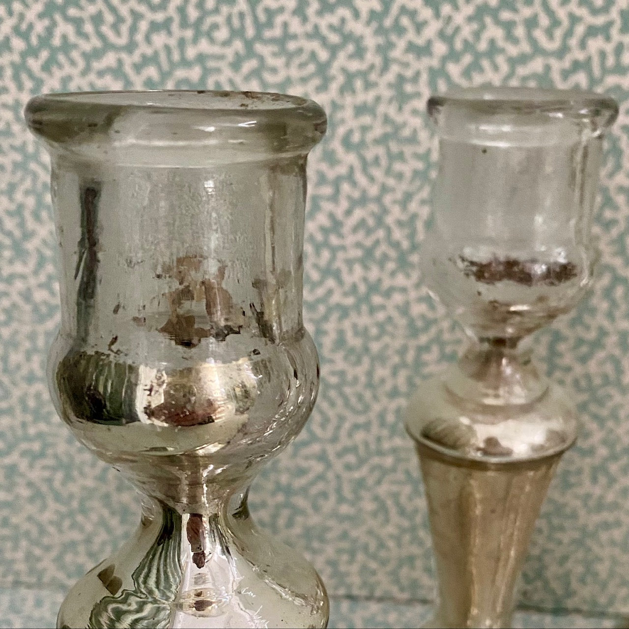Set of 5 Mercury Glass Candlesticks Z90