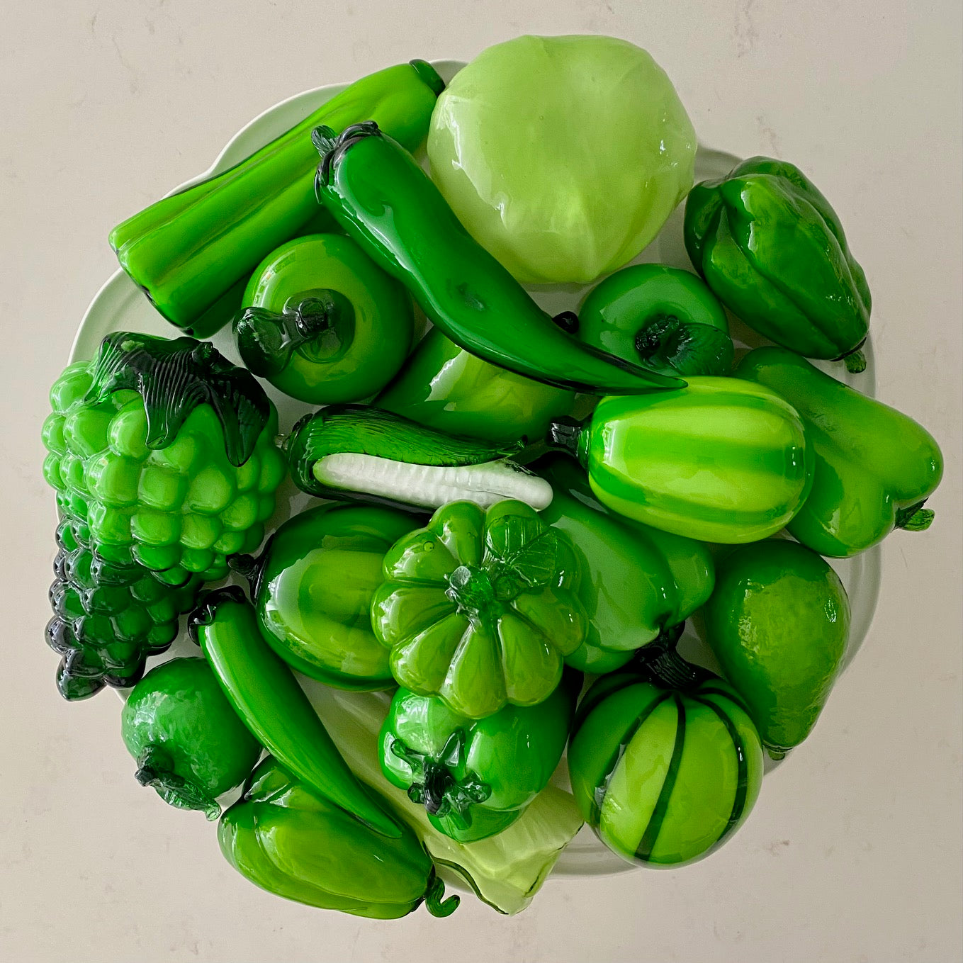 Vintage Murano Green Glass Fruit & Veg ??