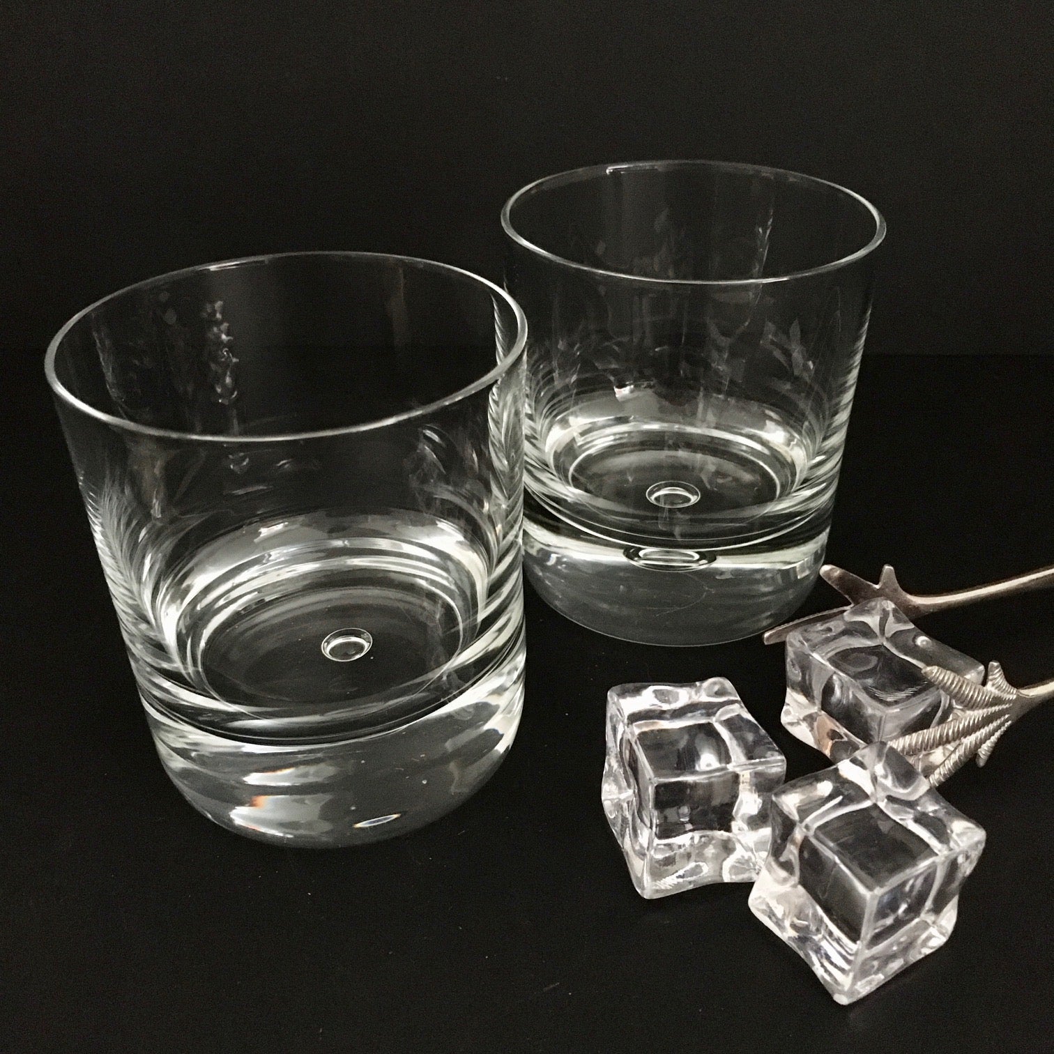 PAIR VINTAGE FRENCH 1960’S WHISKY TUMBLERS