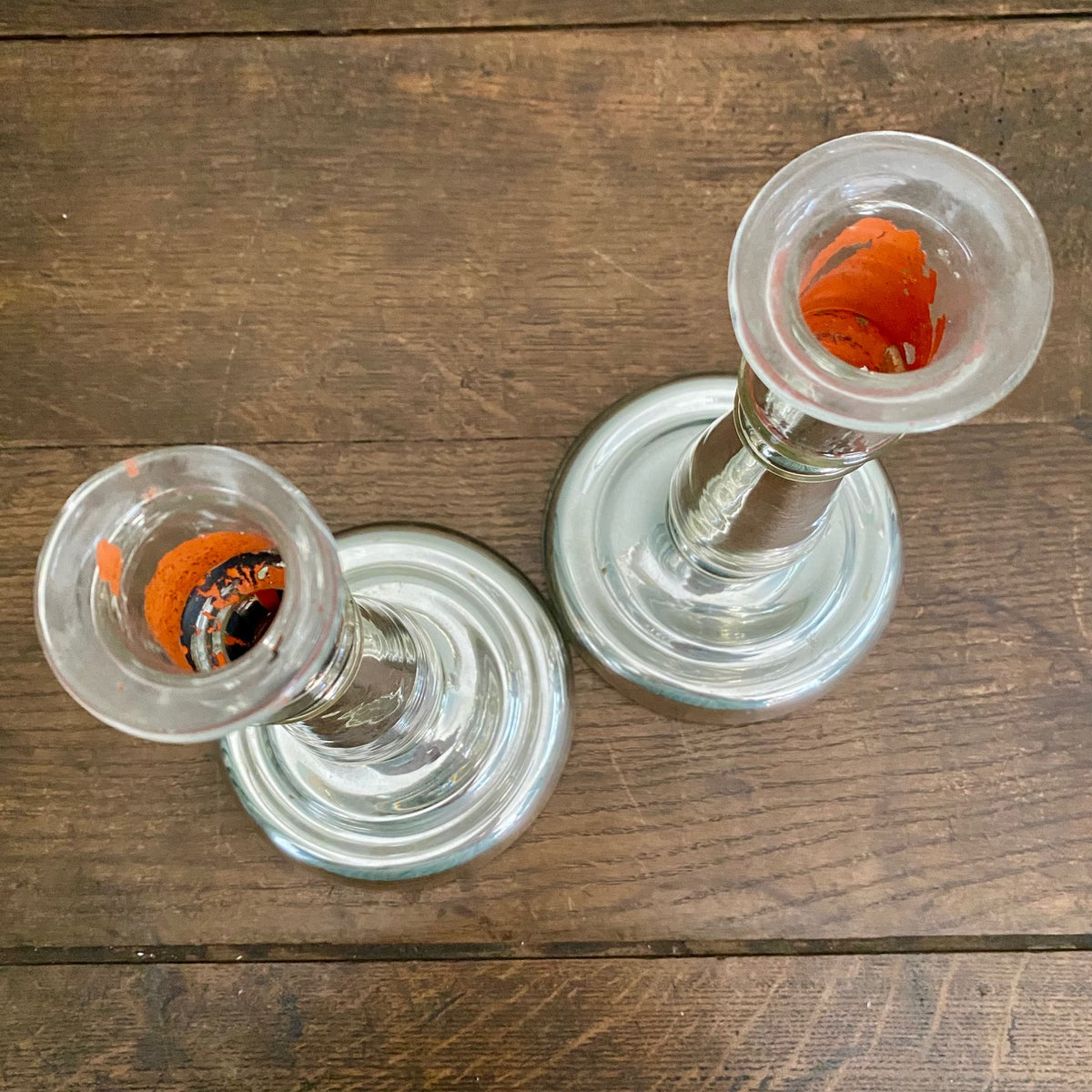 Pair Mercury Glass Candlesticks 378