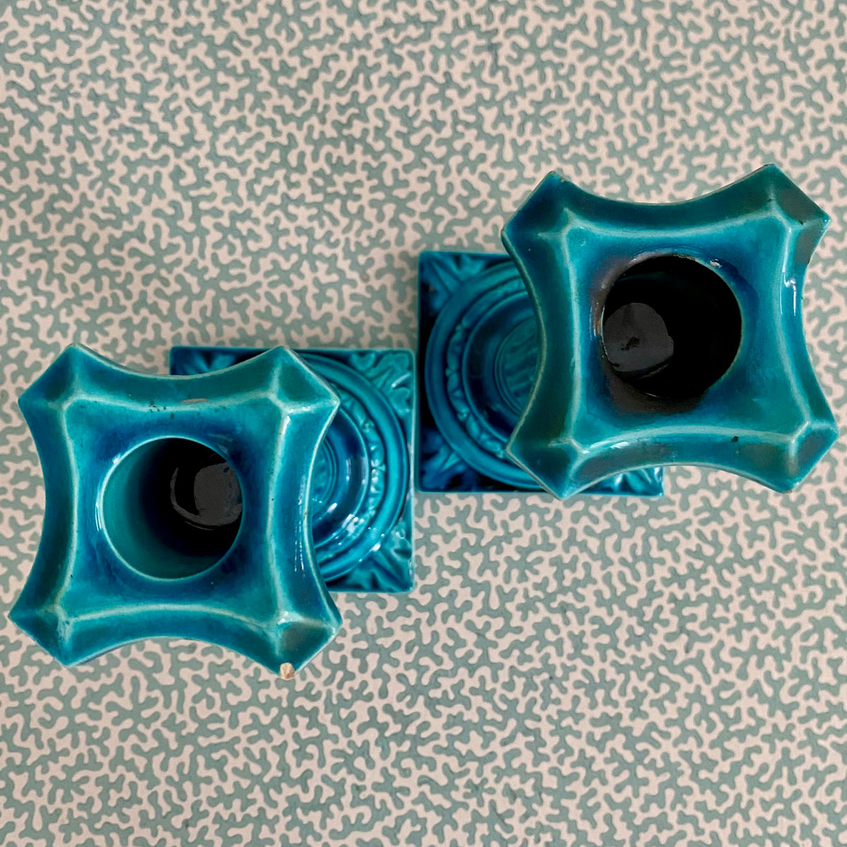 Set 4 Rare Bermantofts Faience Candlesticks c.1880 D89