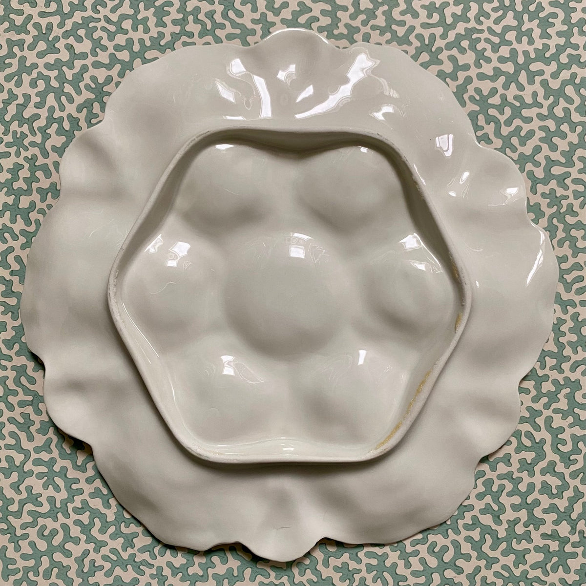 Six French Large White Oyster Plates C133