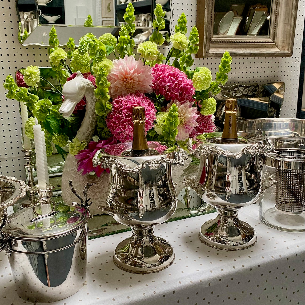 Pair Silver Plated Antique Champagne Coolers