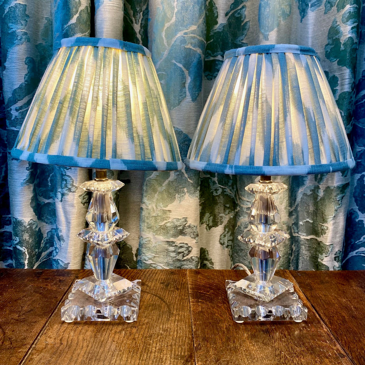 Pair Baccarat Small Cut Crystal Table Lamps Y31