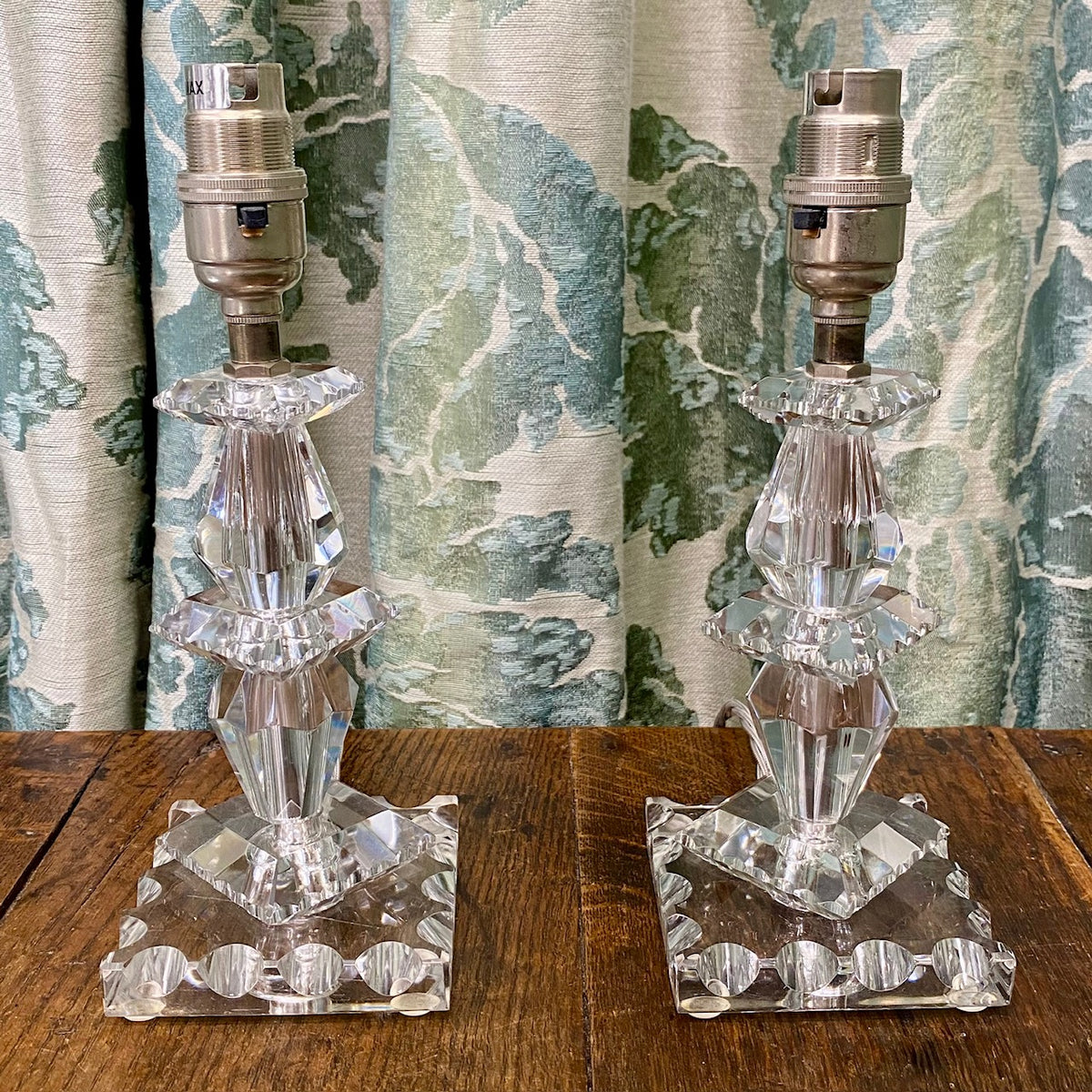 Pair Baccarat Small Cut Crystal Table Lamps Y31