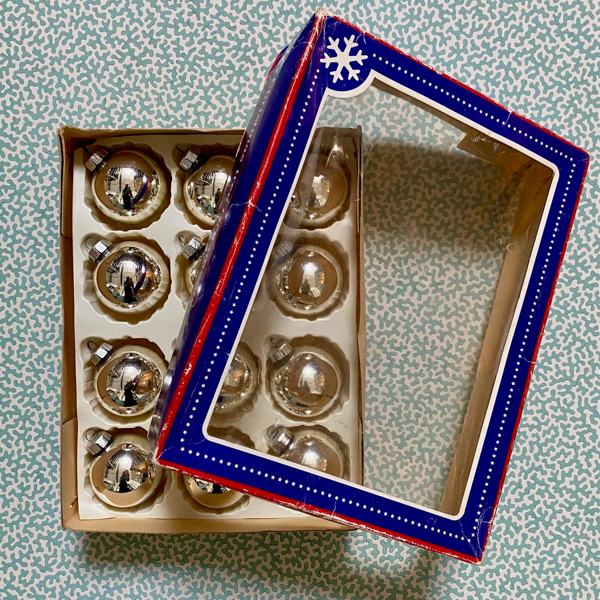 Vintage Silver Mercury Glass Baubles, Set of 12 J112