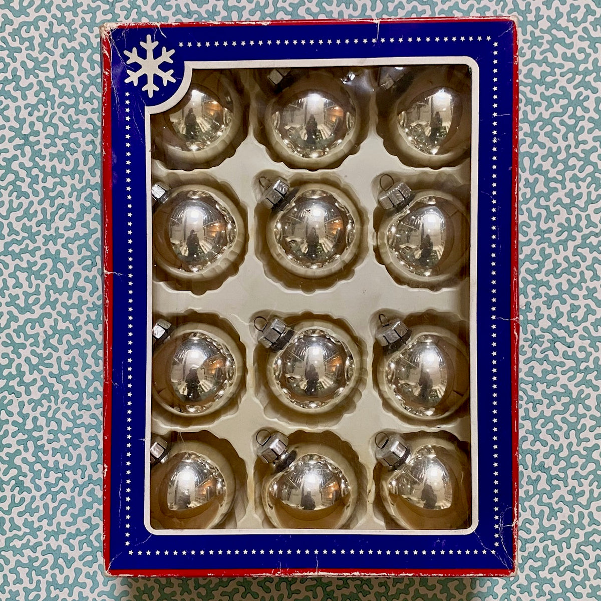 Vintage Silver Mercury Glass Baubles, Set of 12 J112