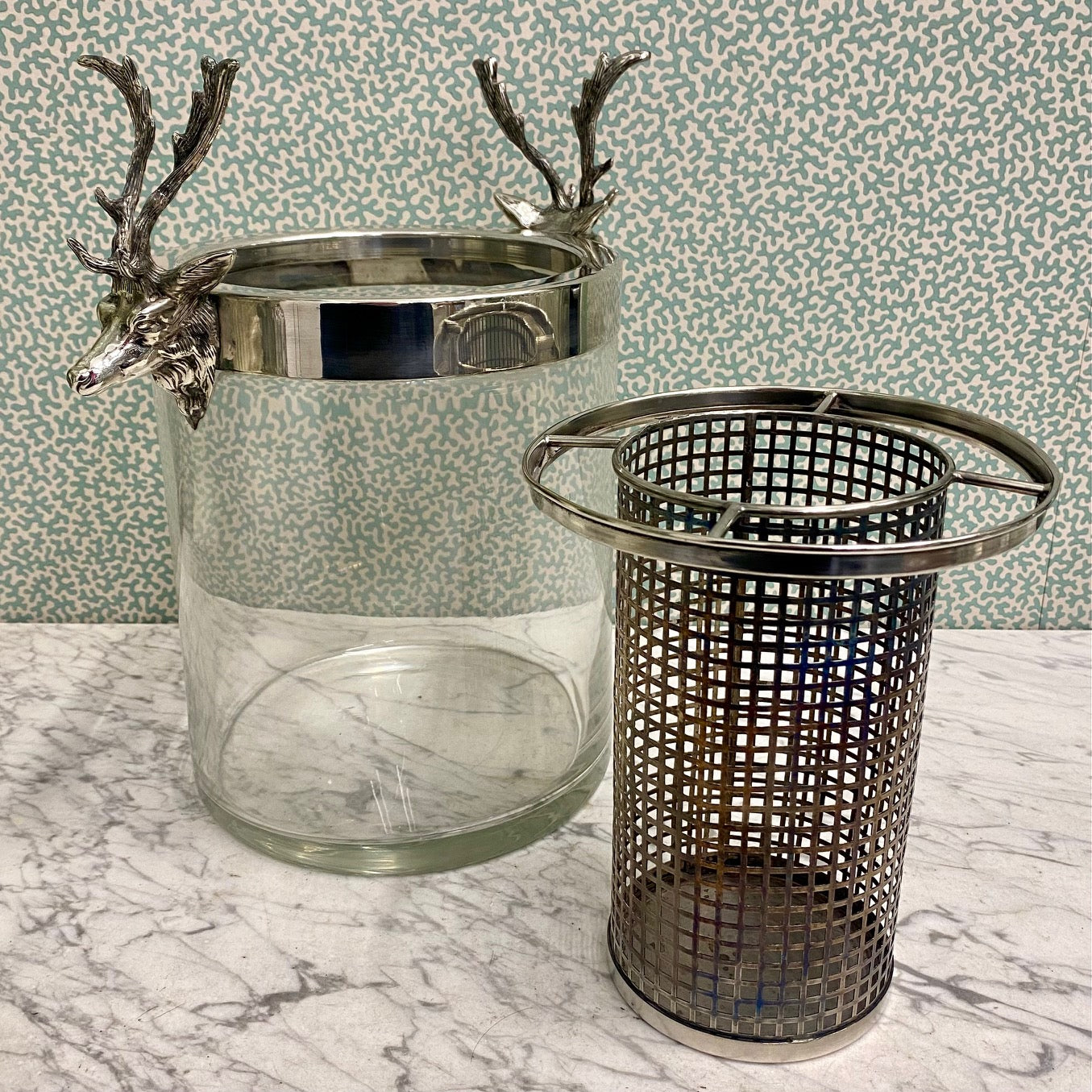 Duo 1960's Italian Stag Ice Bucket & Cooler
