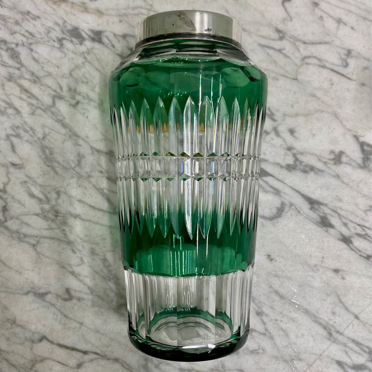 Rare 1950'S Val St. Lambert Green Crystal Cocktail Shaker H181