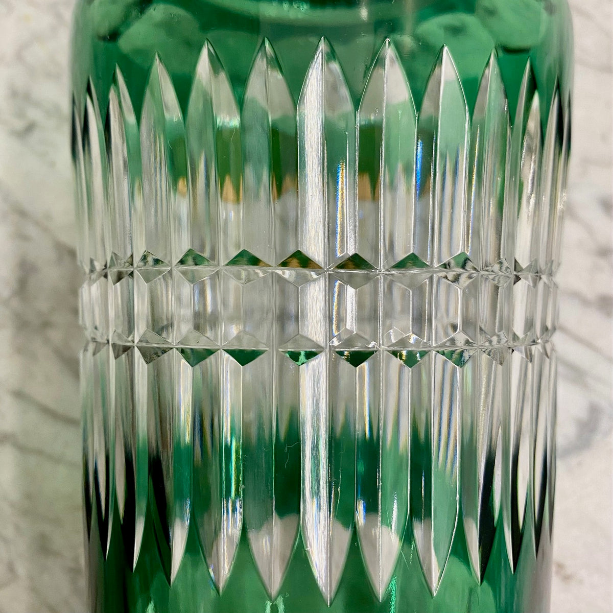 Rare 1950'S Val St. Lambert Green Crystal Cocktail Shaker H181