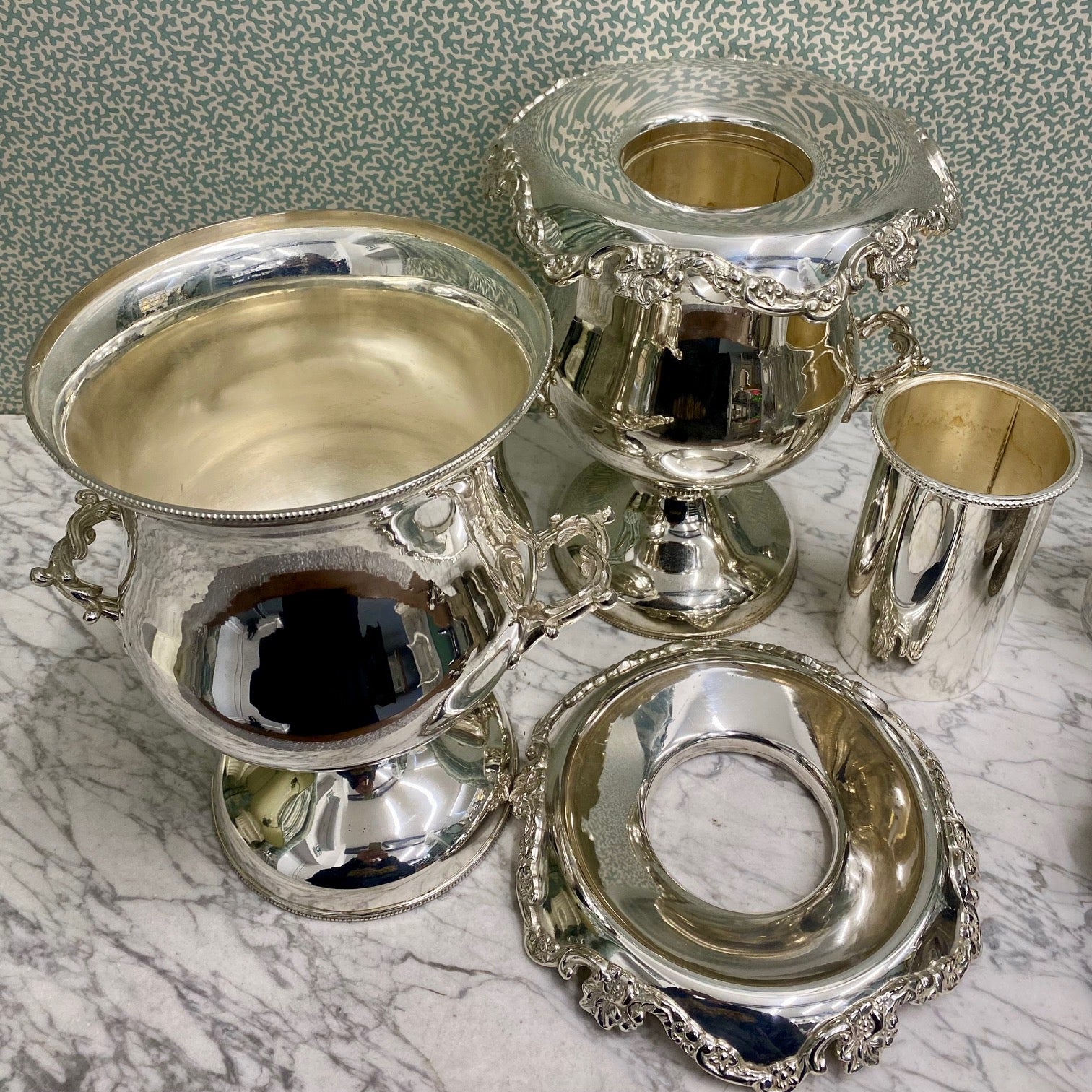 Pair Silver Plated Antique Champagne Coolers