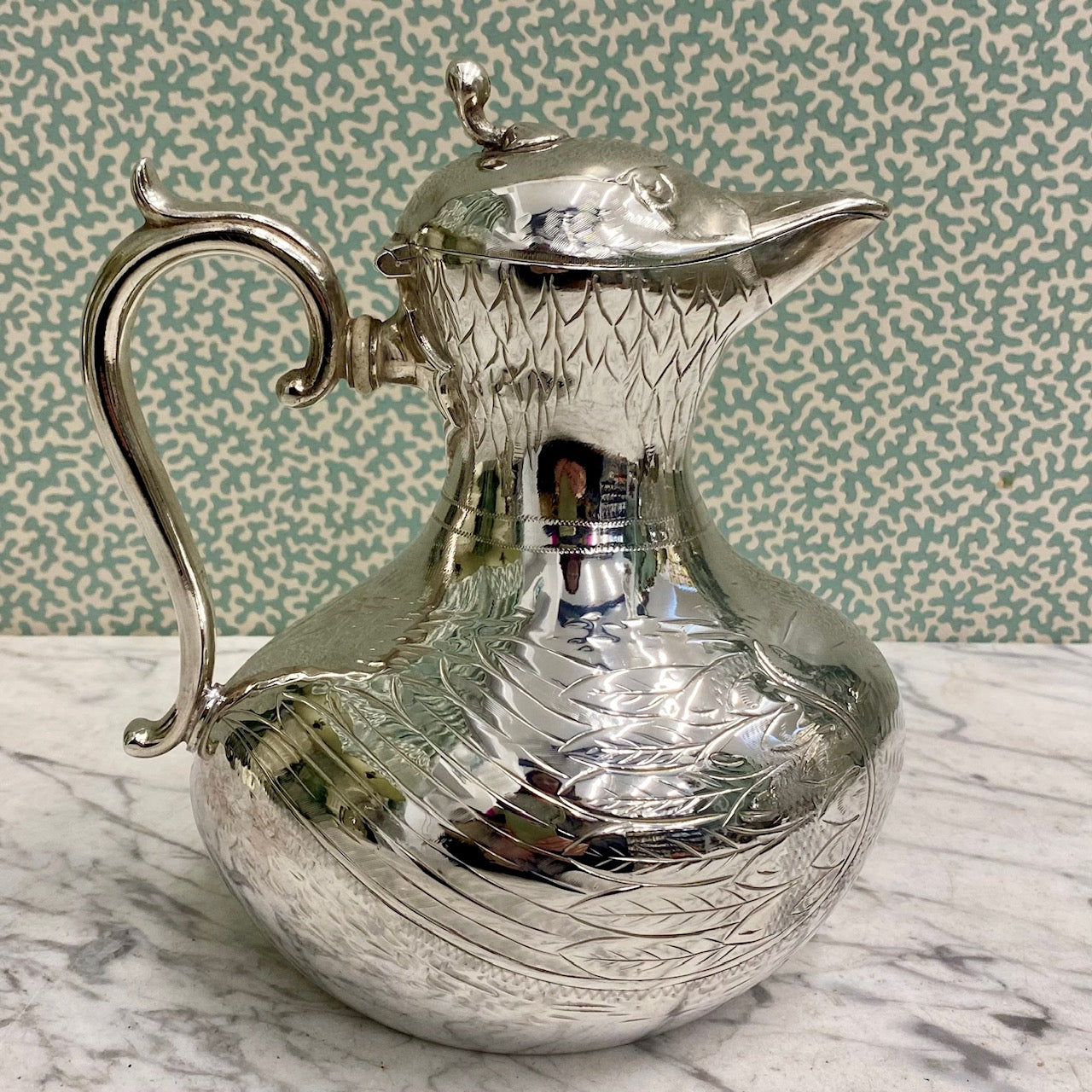 Rare Silver Plated Duck Water Jug