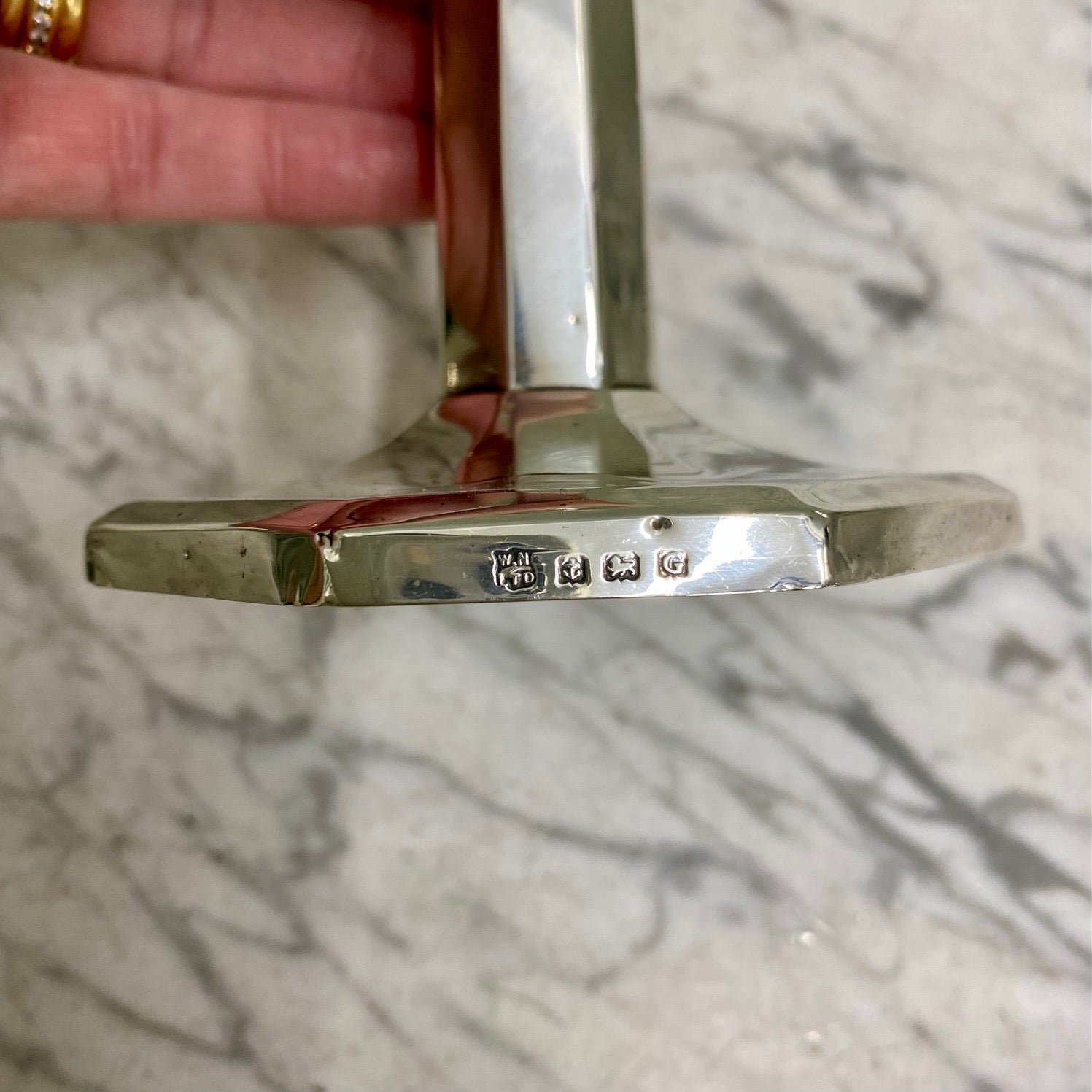 Pair Sterling Silver Octagonal Candlesticks