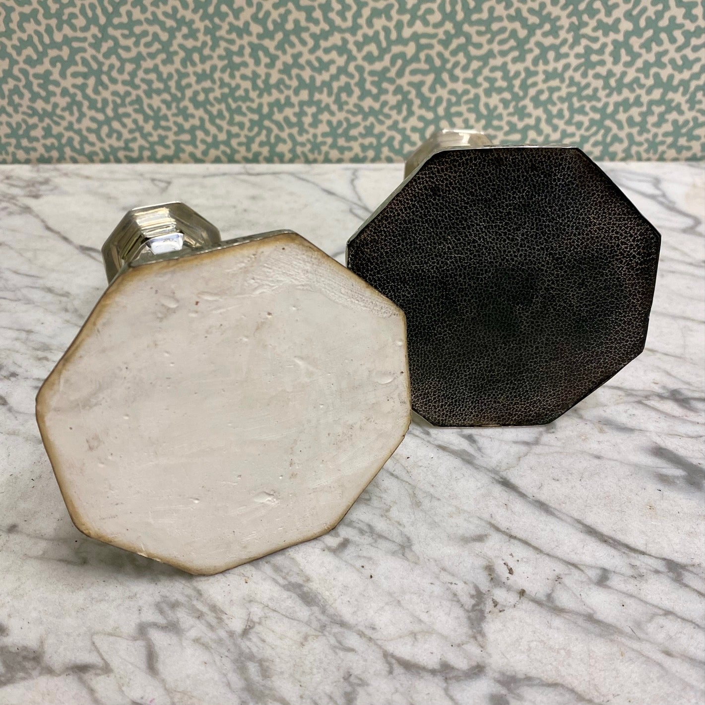 Pair Sterling Silver Octagonal Candlesticks