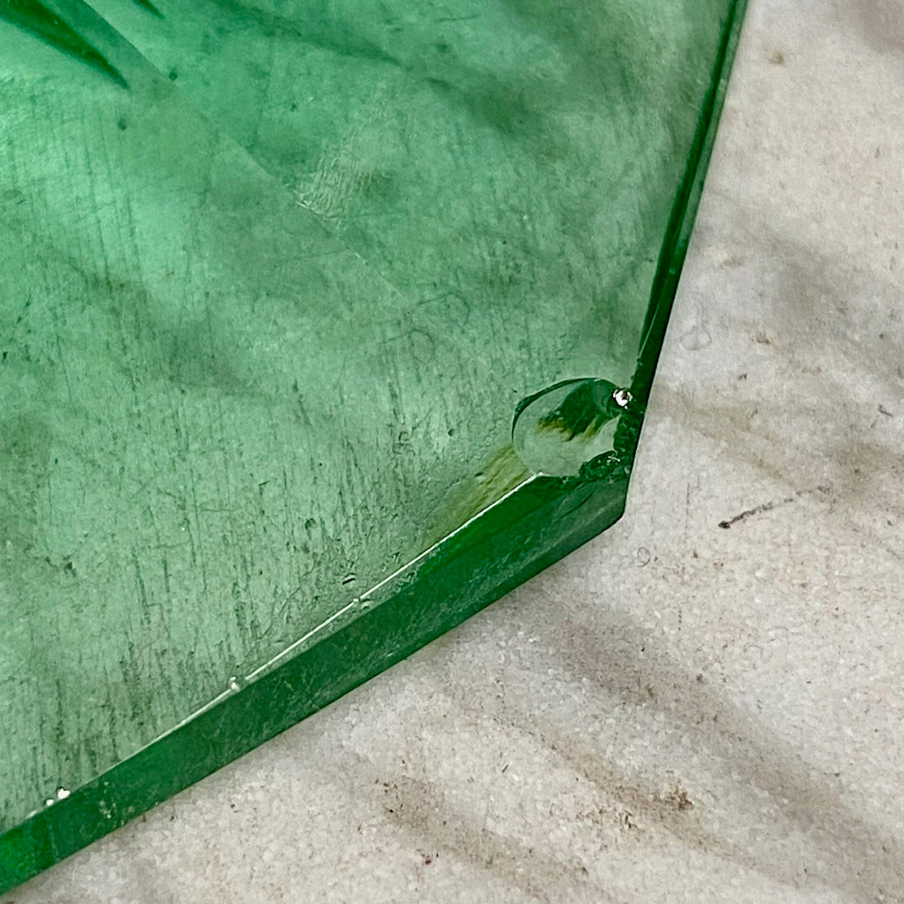 A Rare Large Pair of Victorian Green Crystal Candlesticks