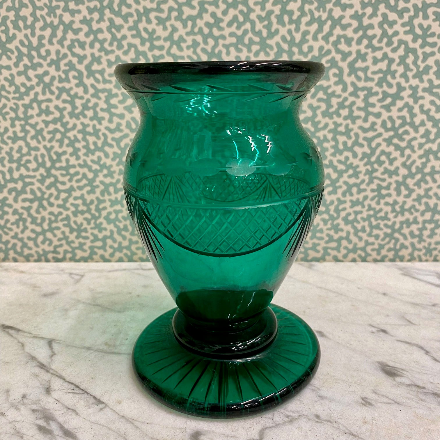 Antique Victorian Bristol Green Glass Vase