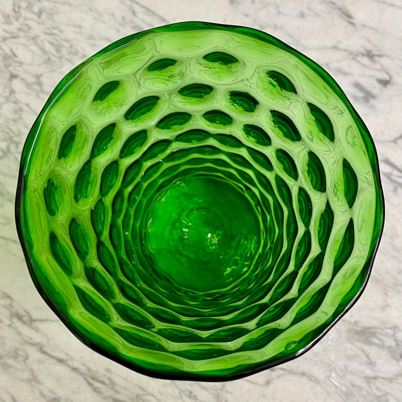 Vintage Dimpled Green Glass Vase