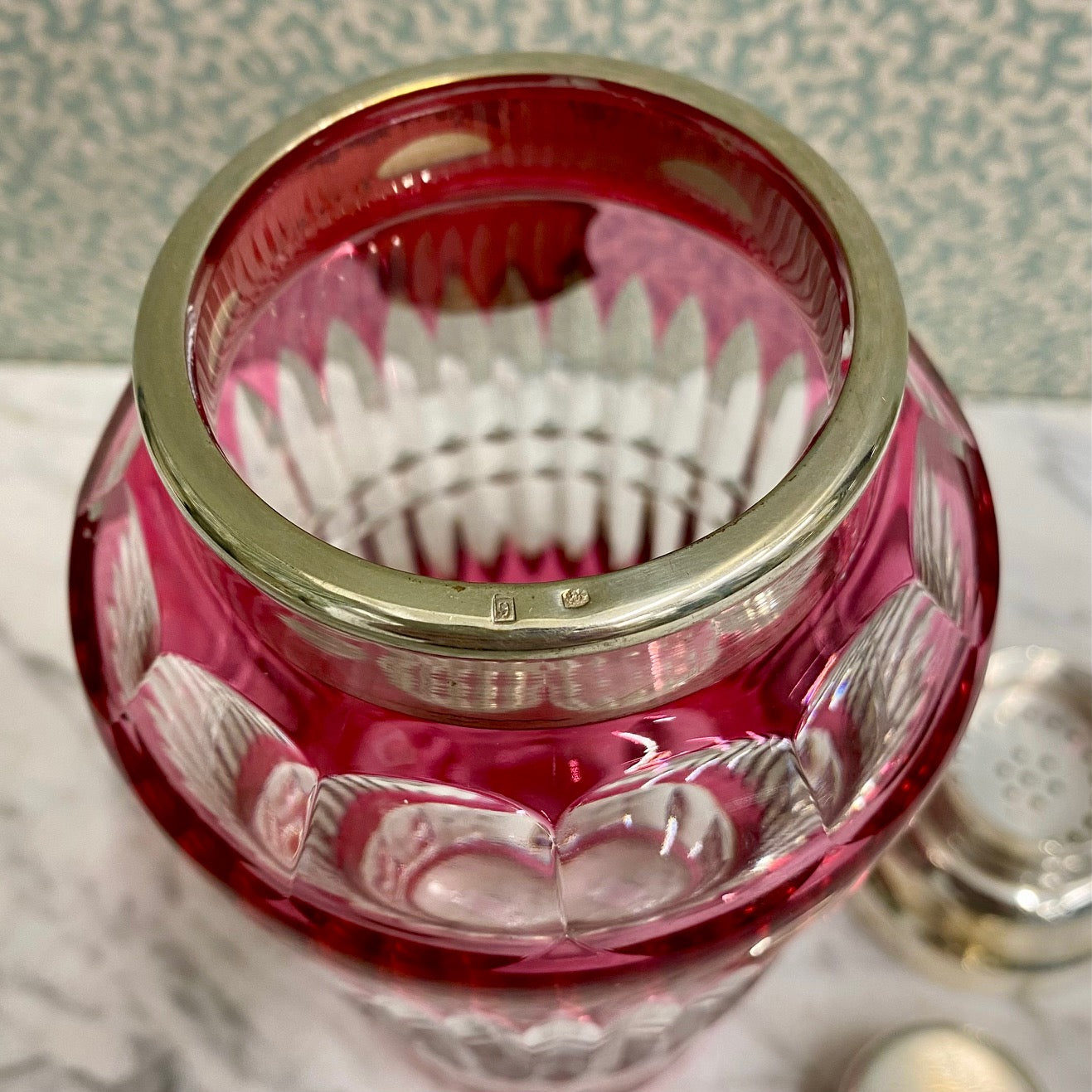 Rare 1950'S Val St. Lambert Pink Crystal Cocktail Shaker