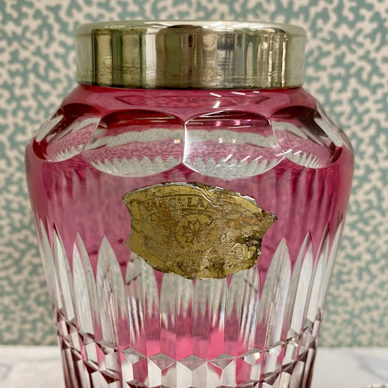 Rare 1950'S Val St. Lambert Pink Crystal Cocktail Shaker