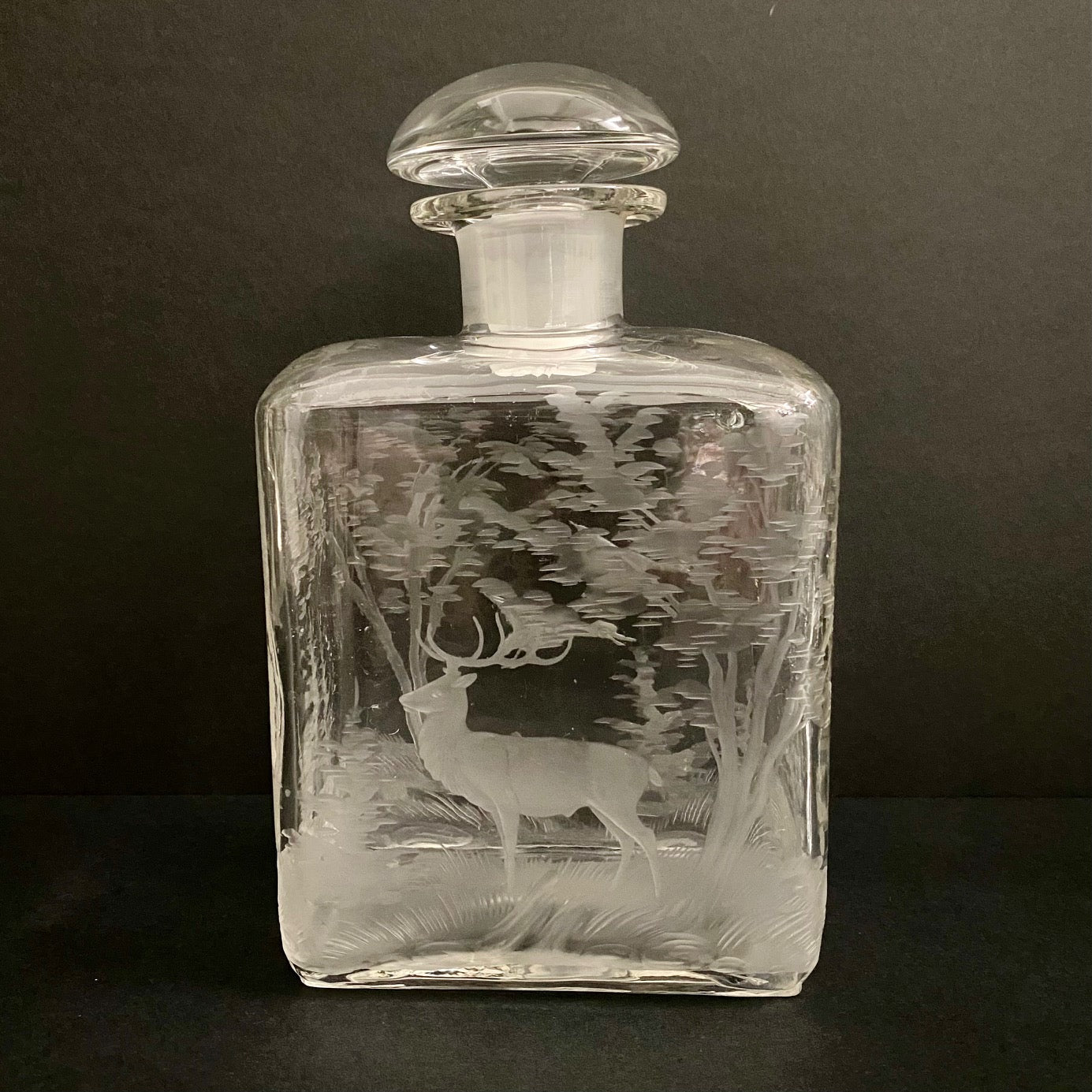 Antique Stag Etched Decanter