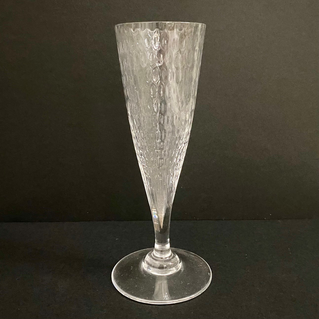 Set 12 1960's Dimpled Crystal Champagne Flutes