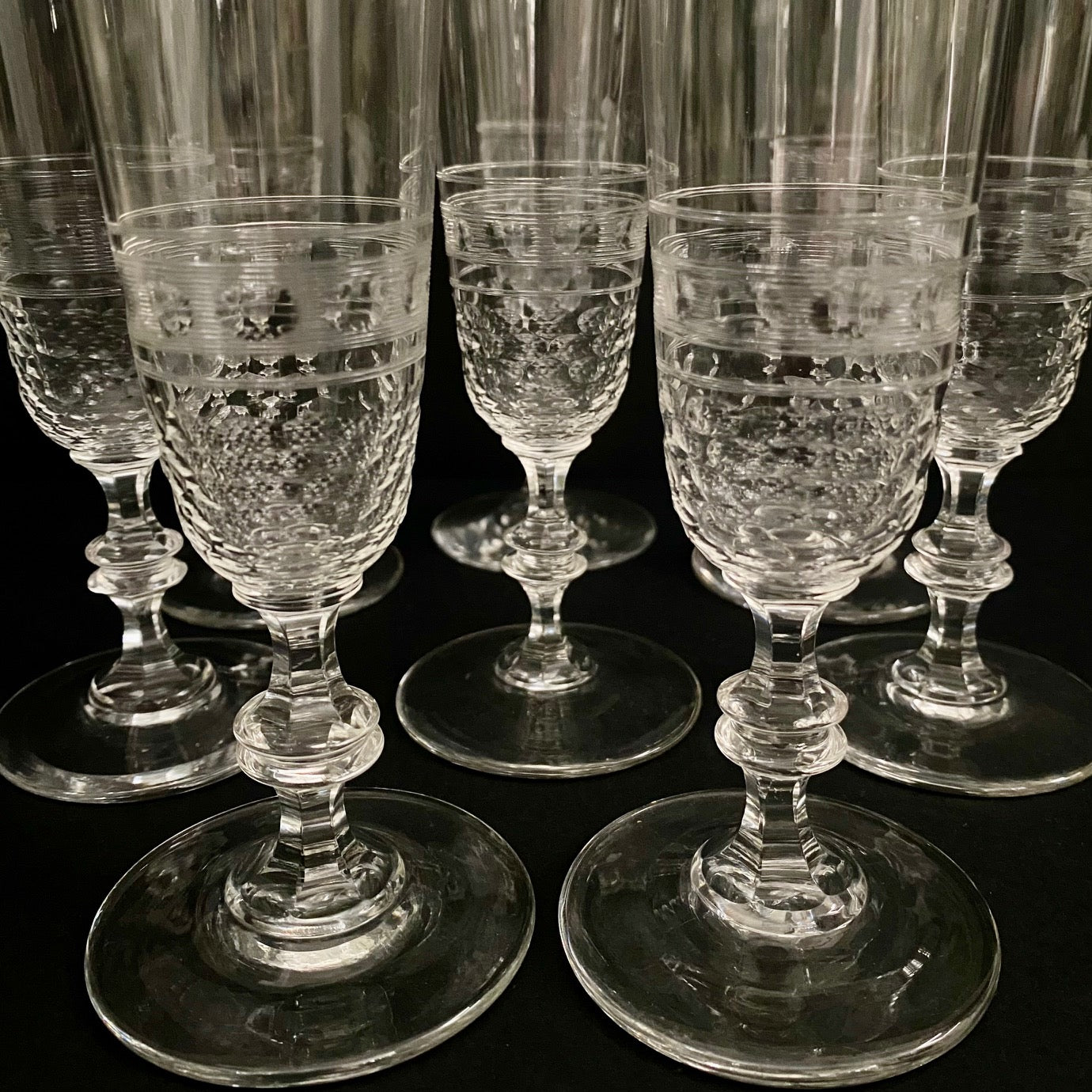 Exquisite Baccarat Crystal Champagne Flutes Set of 8