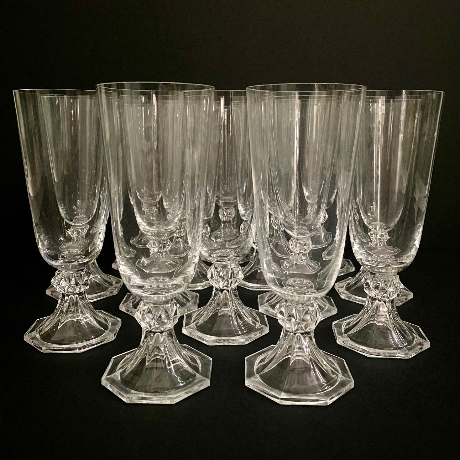 Val St Lambert Belgian Crystal Champagne Flutes Set of 14