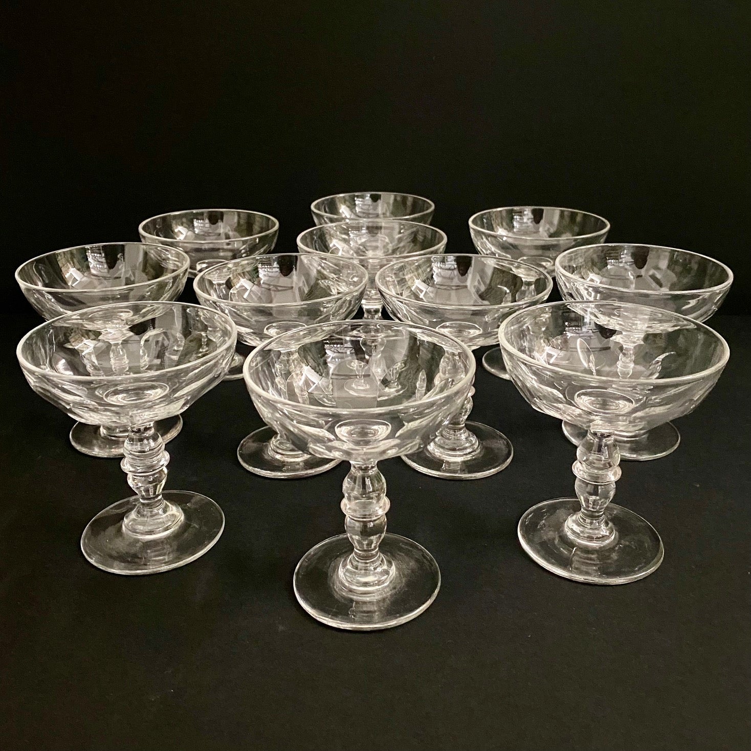 Set 11 Belgian Crystal Champagne Coupes