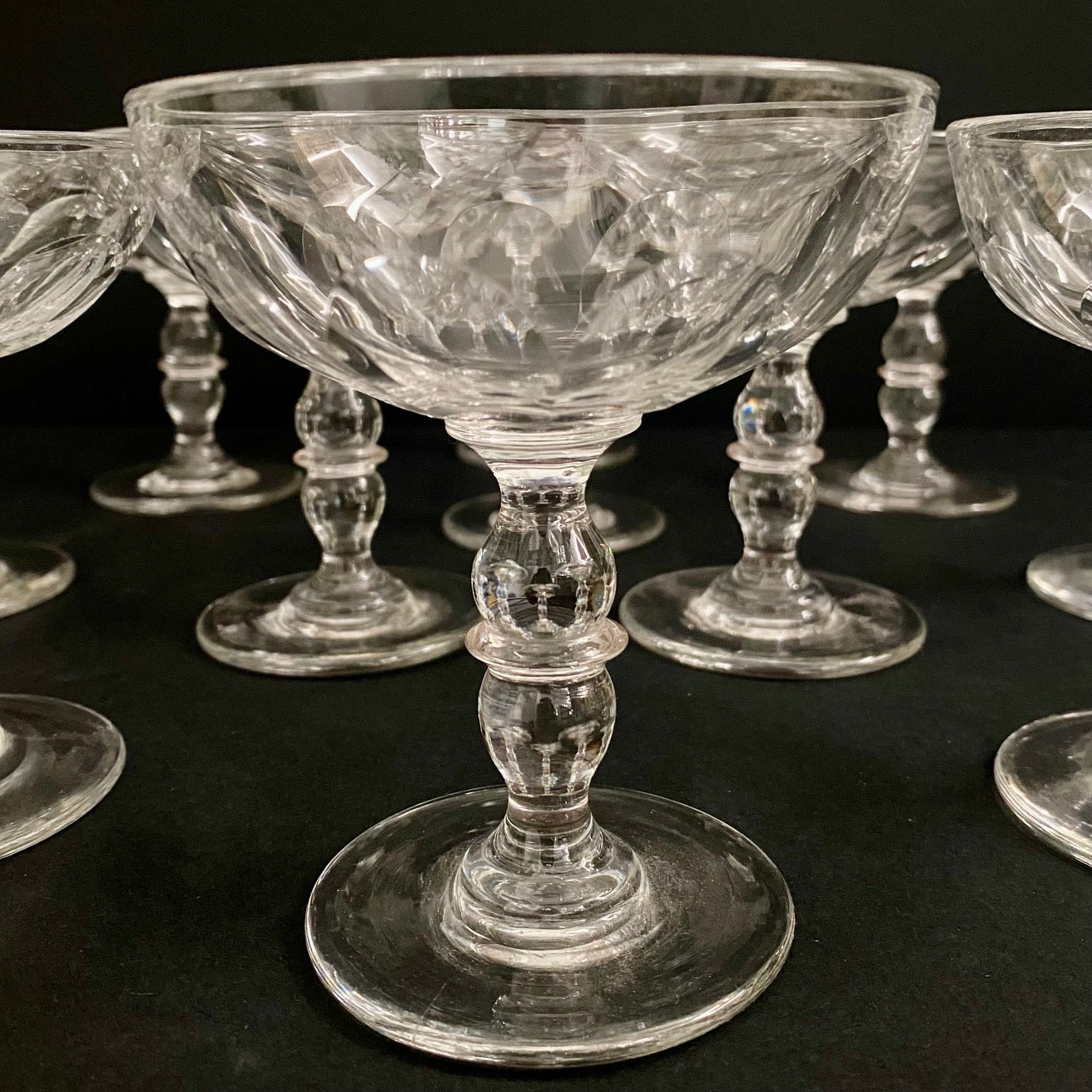 Set 11 Belgian Crystal Champagne Coupes