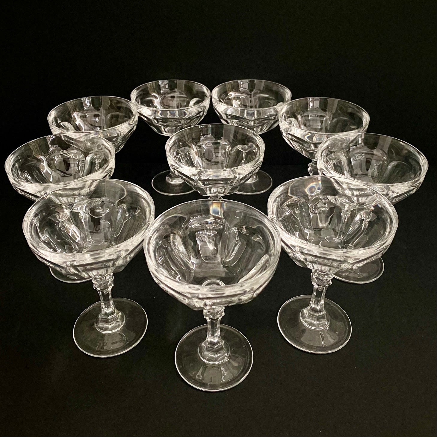 Set 10 Crystal Champagne Coupes