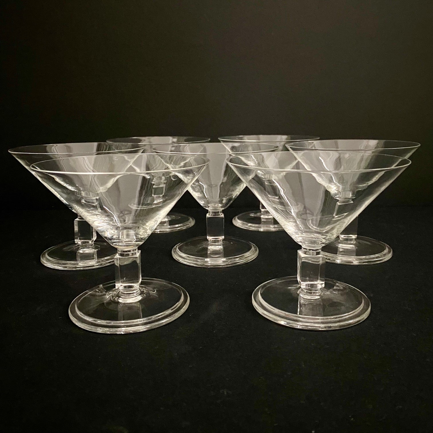 Fabulous Val St Lambert 1950's Art Deco Crystal Cocktail Glasses Set of 7