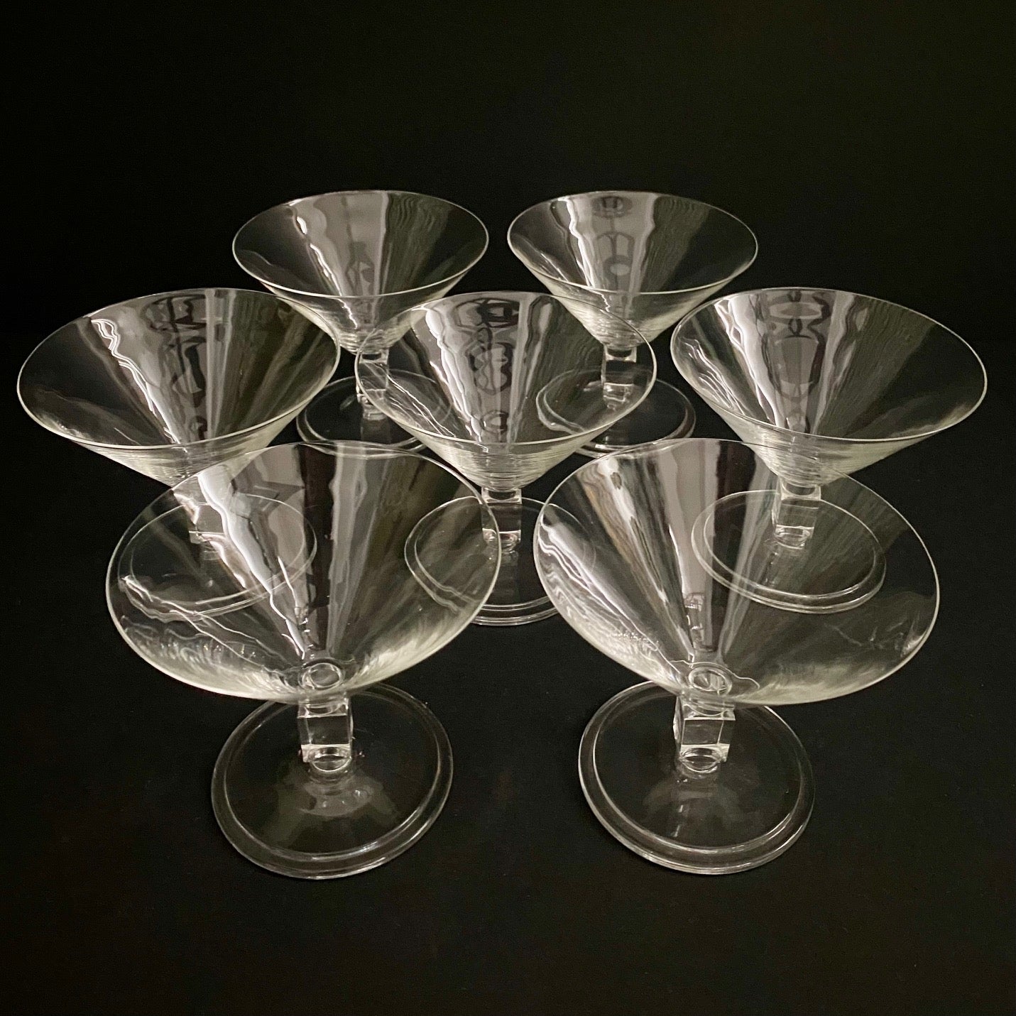 Fabulous Val St Lambert 1950's Art Deco Crystal Cocktail Glasses Set of 7