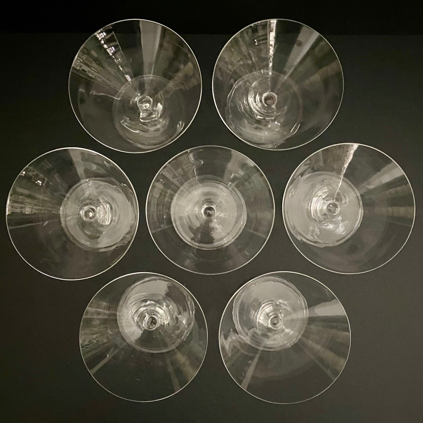 Fabulous Val St Lambert 1950's Art Deco Crystal Cocktail Glasses Set of 7