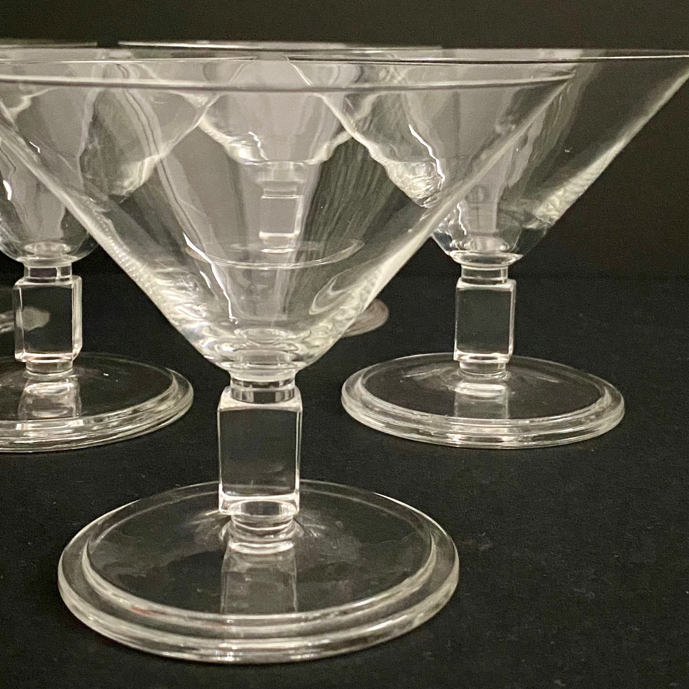 Fabulous Val St Lambert 1950's Art Deco Crystal Cocktail Glasses Set of 7