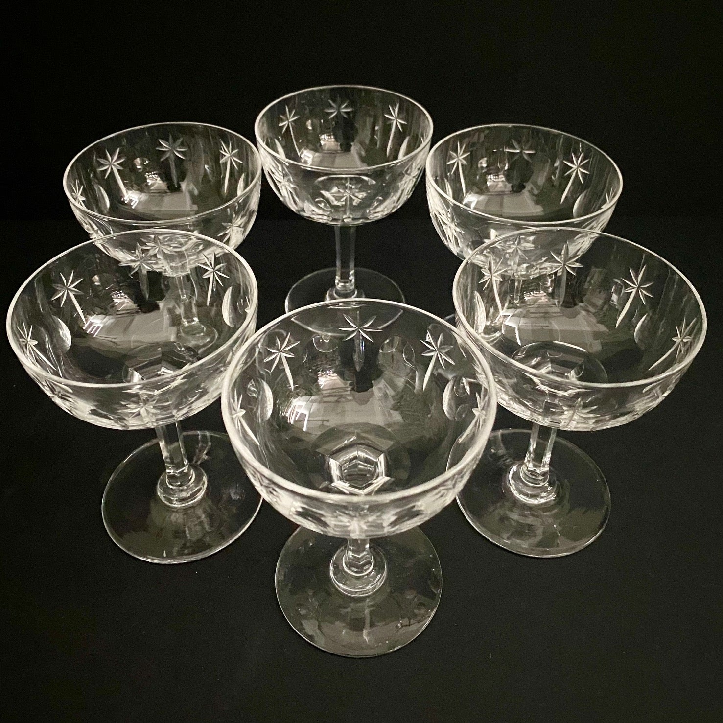 Val St Lambert Crystal Champagne Coupes Set Of 6